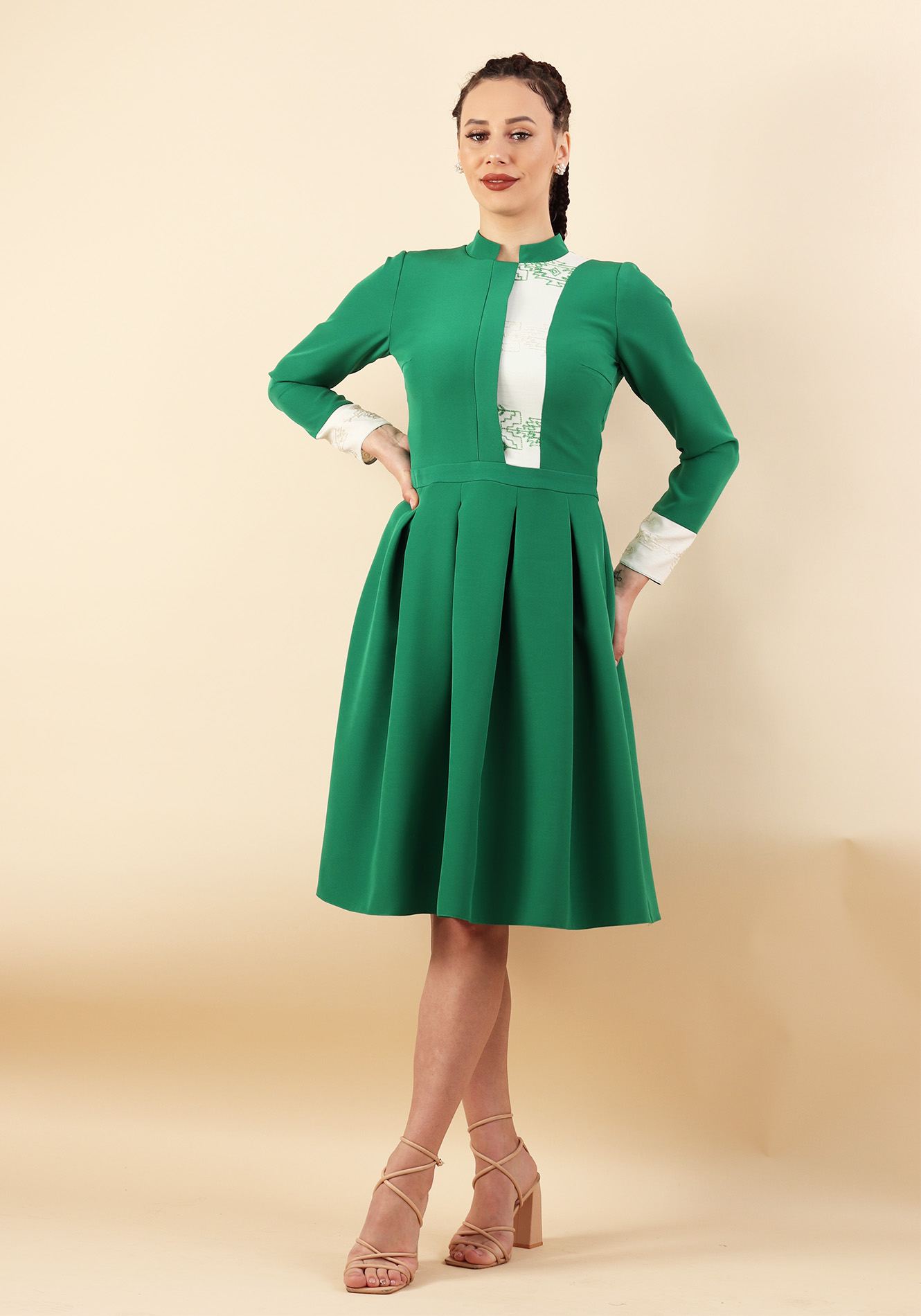 Rochie Cu Pliuri Verde 36